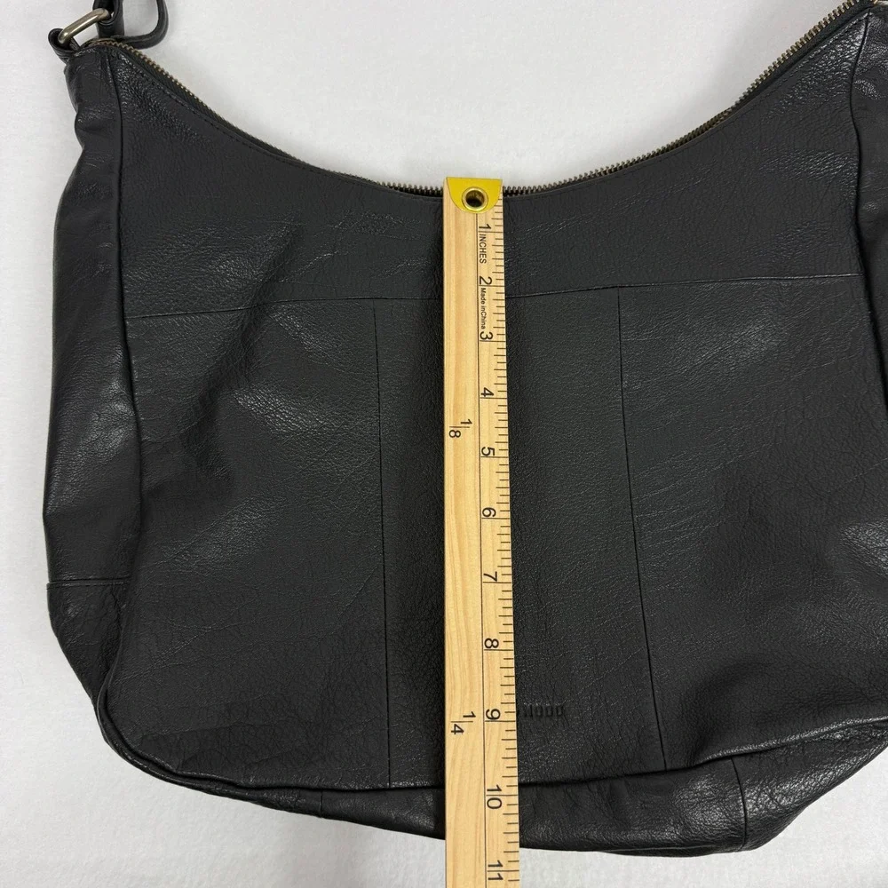 DAY & MOOD Black Leather‎ Sling Hobo Shoulder Bag